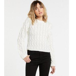 Volcom White Knits Up To You Crew Neck Sweater - Small